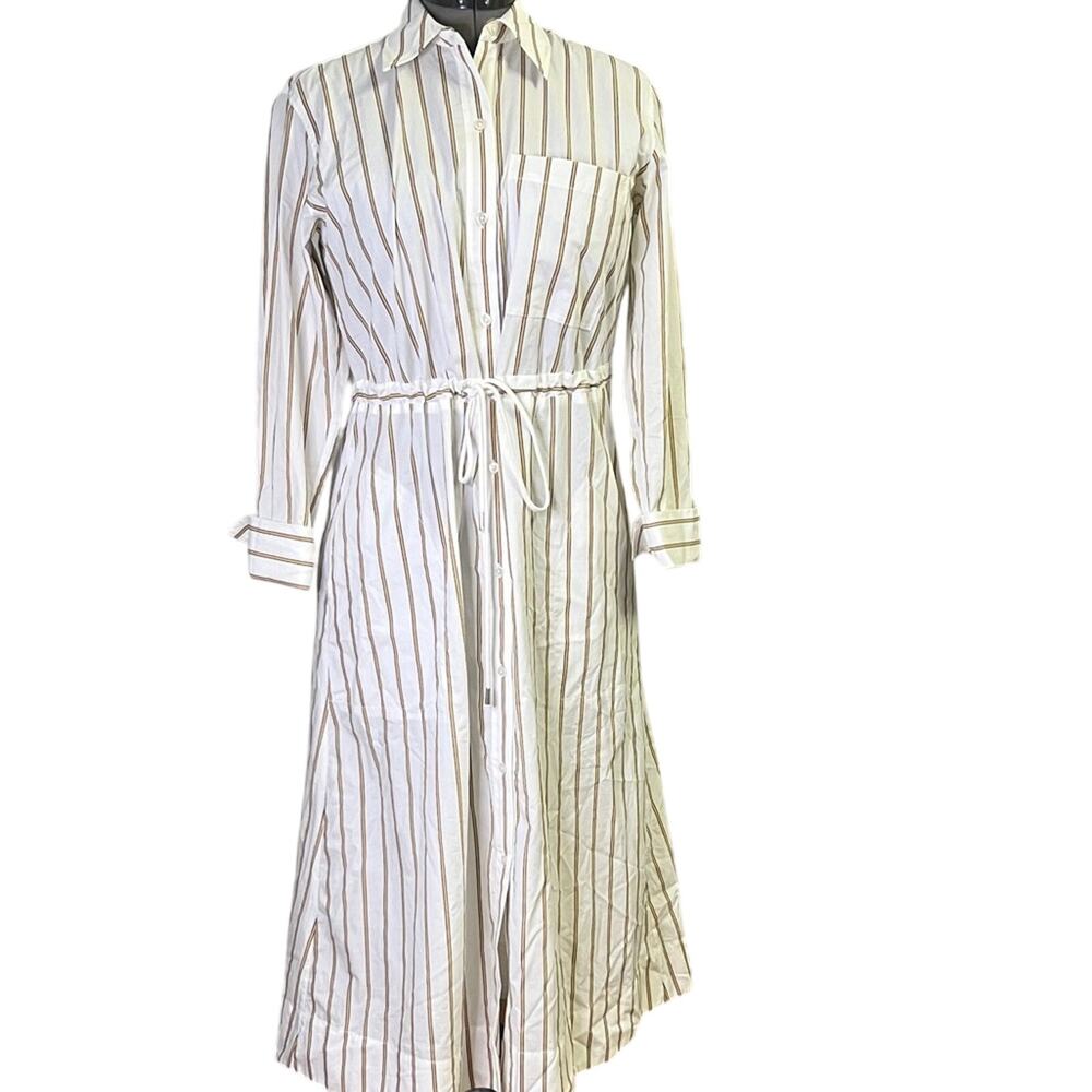 Rails Shirt Dress long sleeve cotton White and Brown Striped Shivonne